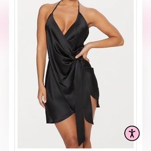 Pretty Little Thing black halter mini dress